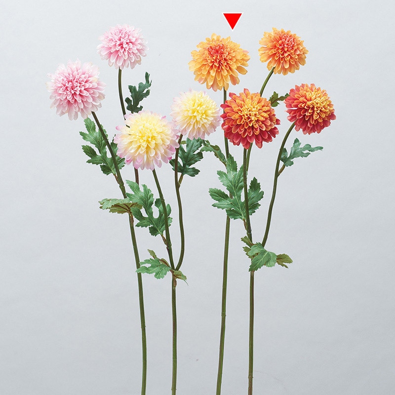 アスカ商会 造花 A-34445　ポンポンマムスプレー×2 #030E　オレンジイエロー 1本（ご注文単位1本）【直送品】