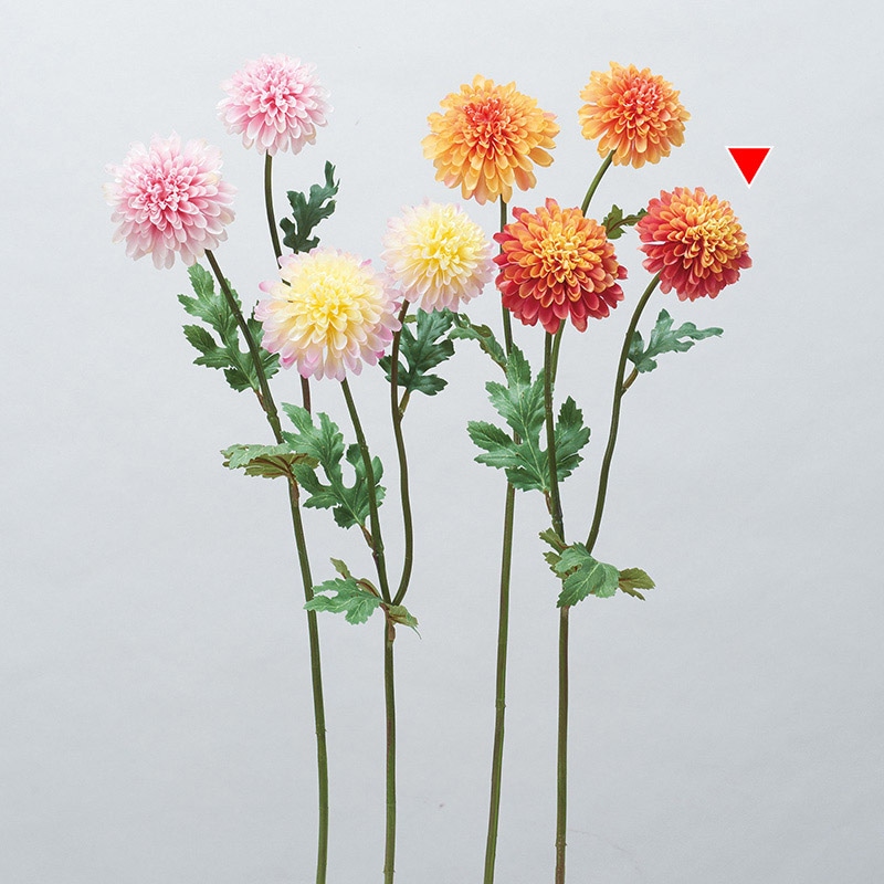 アスカ商会 造花 A-34445　ポンポンマムスプレー×2 #030R　オレンジレッド 1本（ご注文単位1本）【直送品】