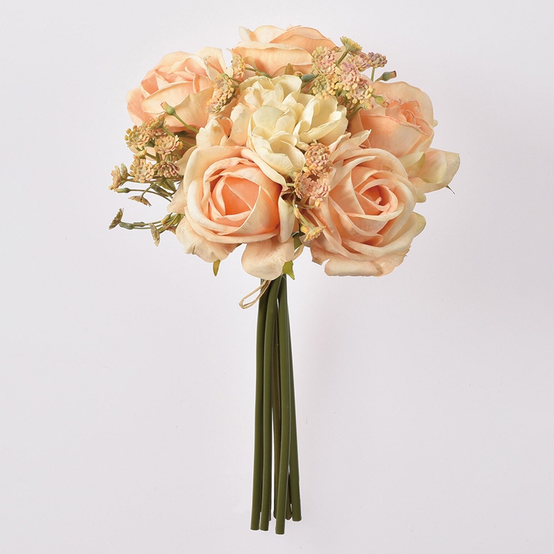アスカ商会 造花 A-34432 ローズバンチ #004C ピーチクリーム 1束(ご注文単位1束)【直送品】