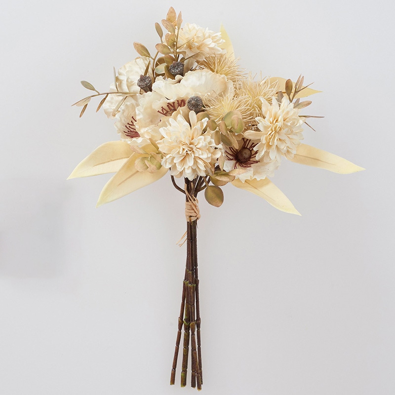 アスカ商会 造花 A-34433　ミックスフラワーブーケ #011　クリームホワイト 1束（ご注文単位1束）【直送品】