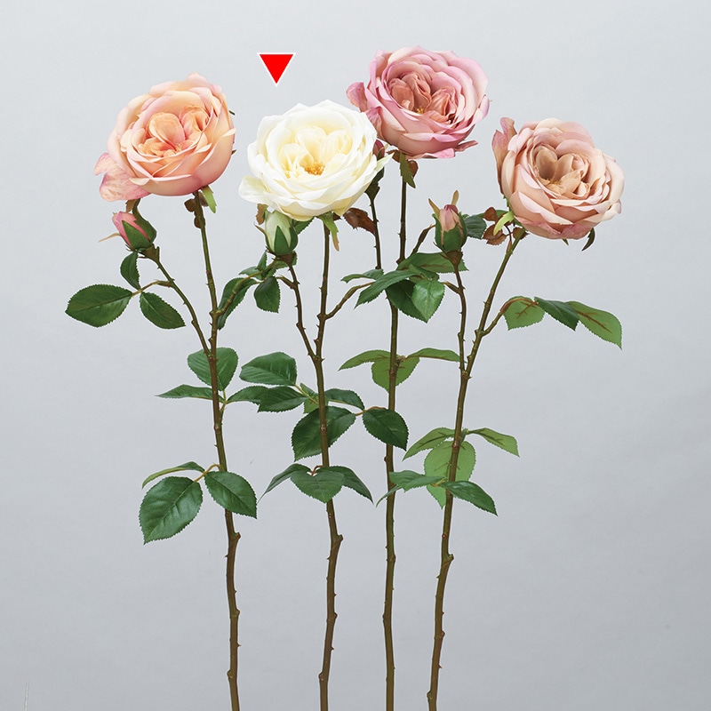 アスカ商会 造花 A-34459 ローズ×1 つぼみ×1 #011 クリームホワイト 1本(ご注文単位1本)【直送品】