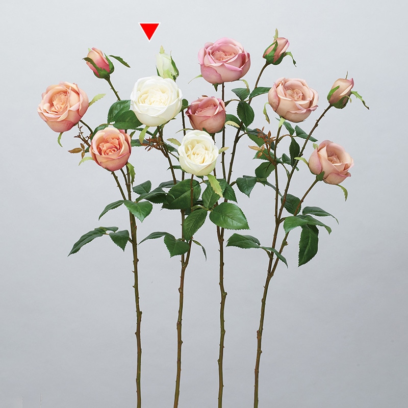 アスカ商会 造花 A-34460 ローズ×2 つぼみ×1 #011 クリームホワイト 1本(ご注文単位1本)【直送品】