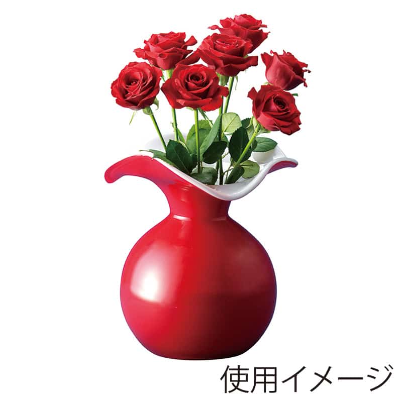 高岡健二商店 フラワーベース レッド 255×275 F-2370 1個（ご注文単位1個）【直送品】