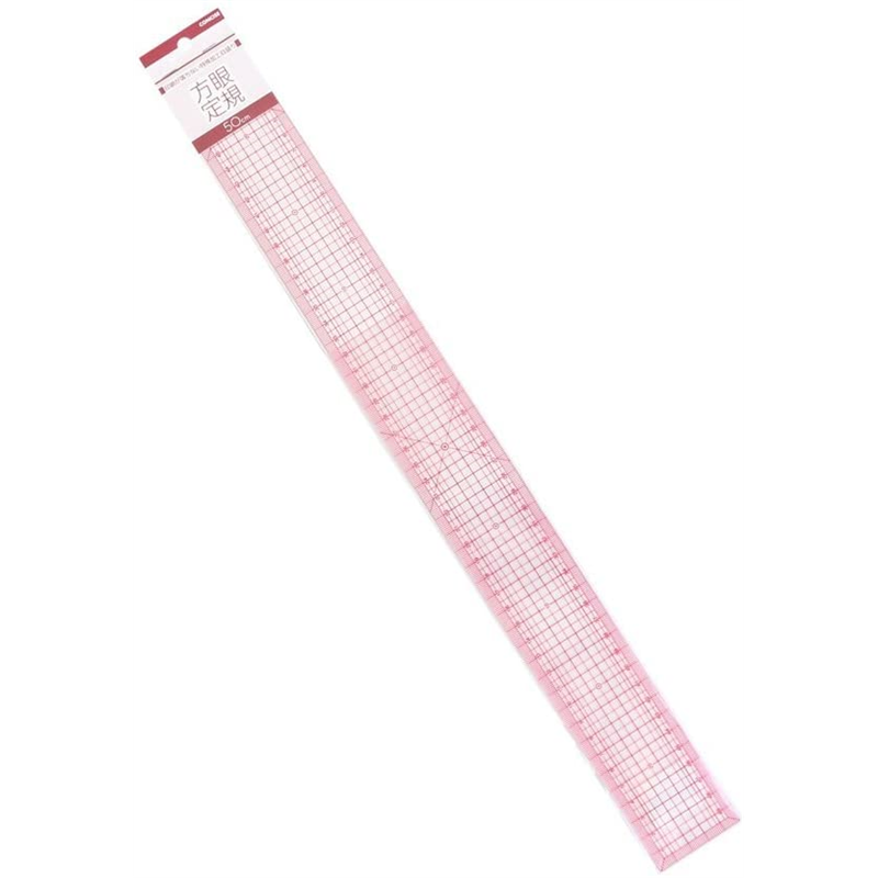 コンサイス 洋裁方眼定規 メモリ張合せ 50×5cm クリア CON11132 1本（ご注文単位1本）【直送品】