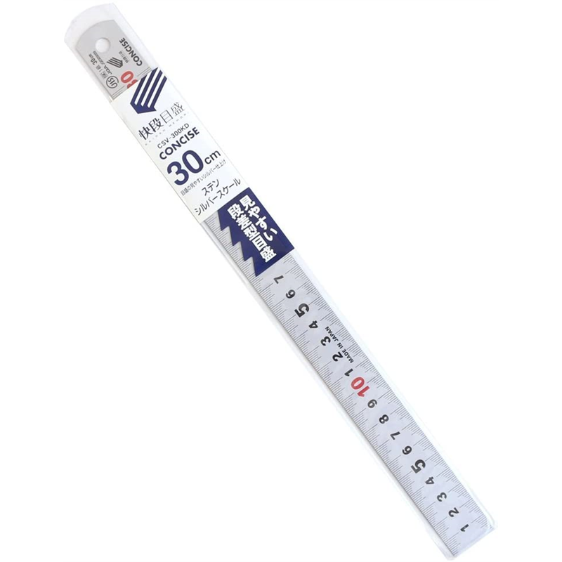コンサイス ステンレス定規 快段目盛 30×2.5cm シルバー CSV-300KD 1本（ご注文単位1本）【直送品】
