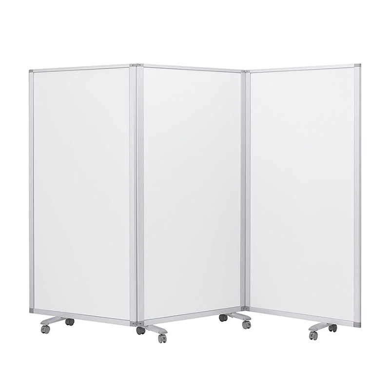 コマイ 3連パーテーション 強化プリント シルバーフレーム ホワイト 幅2700×高さ1800mm JP3-1809BN-EEWW 1台（ご注文単位1台）【直送品】