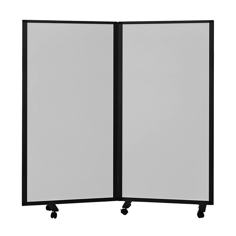 コマイ 2連パーテーション 強化プリント ブラックフレーム ホワイト 幅1800×高さ1800mm JP2-1809BNB-EEWW 1台（ご注文単位1台）【直送品】