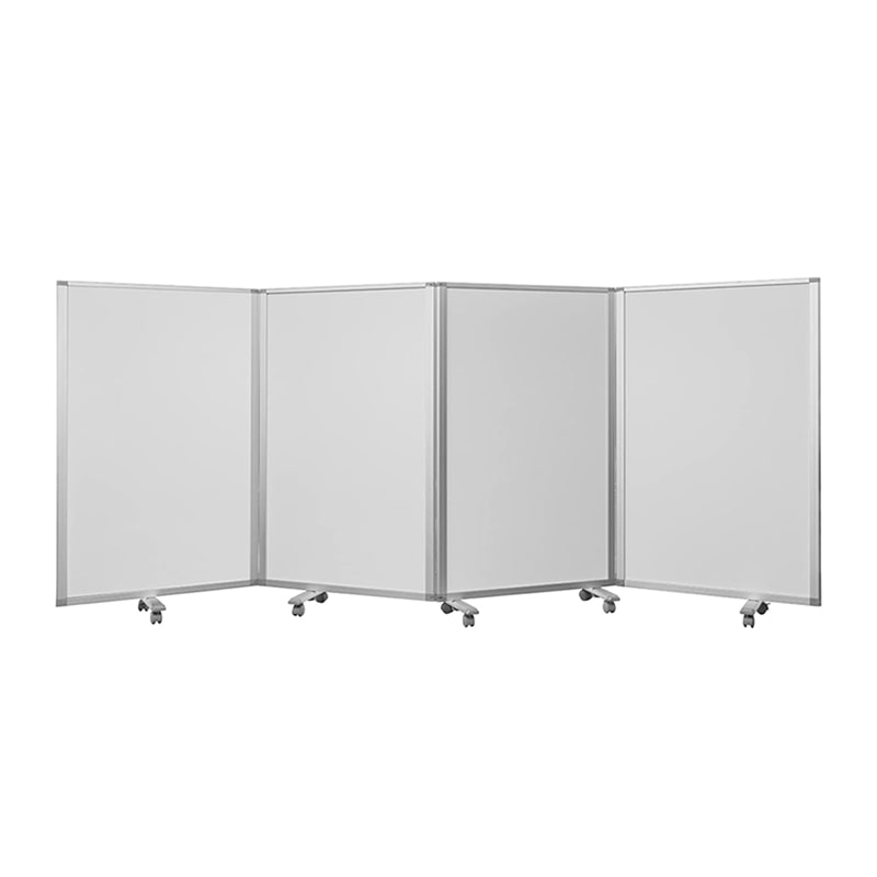 コマイ 4連パーテーション 強化プリント シルバーフレーム ホワイト 幅3600×高さ1500mm JP4-1509BN-EEWW 1台（ご注文単位1台）【直送品】