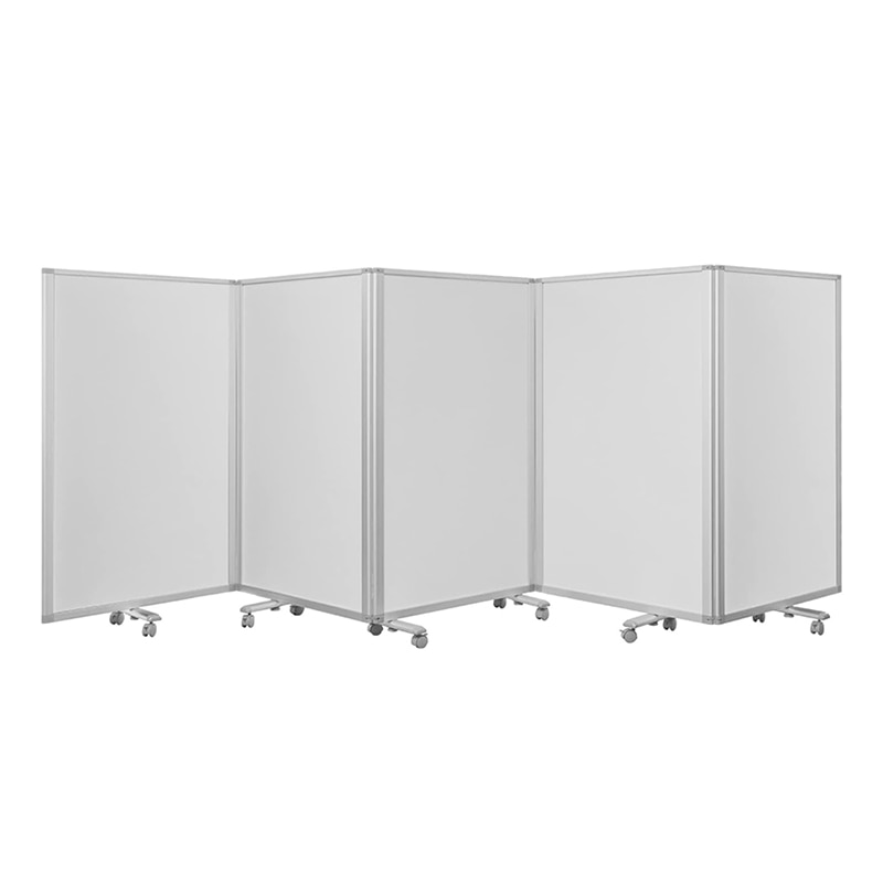 コマイ 5連パーテーション 強化プリント シルバーフレーム ホワイト 幅4500×高さ1500mm JP5-1509BN-EEWW 1台（ご注文単位1台）【直送品】