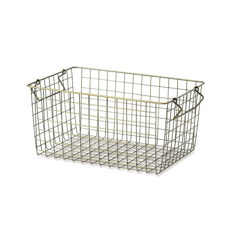 ポッシュリビング ワイヤーバスケット　スタッキングバスケット  63675　アンティークゴールド 1個（ご注文単位1個）【直送品】