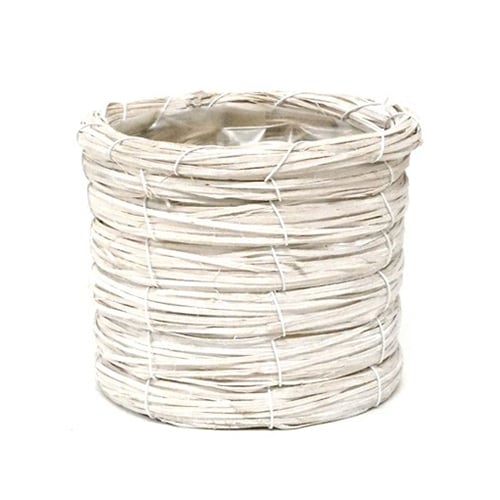 ウッドコイルSTバスケット ホワイト D3 丸 ポリ付 BCR-12223 1個（ご注文単位10個）【直送品】