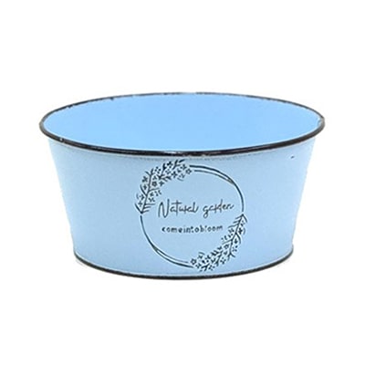 ブリキエンボス 寄せ鉢 S ブルー HL付 HC-13123 1個（ご注文単位5個）【直送品】