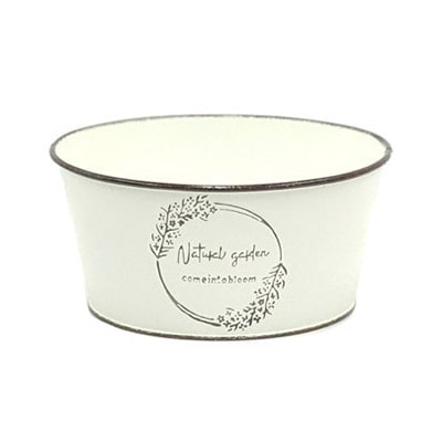 ブリキエンボス 寄せ鉢 S クリーム HL HC-13124 1個（ご注文単位5個）【直送品】