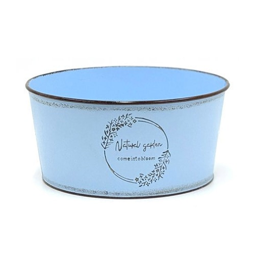 ブリキエンボス 寄せ鉢 M ブルー HL付 HC-13126 1個（ご注文単位5個）【直送品】