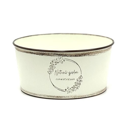 ブリキエンボス 寄せ鉢 M クリーム HL付 HC-13127 1個（ご注文単位5個）【直送品】