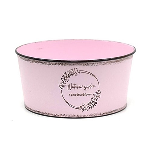 ブリキエンボス 寄せ鉢 M ピンク HL付 HC-13128 1個（ご注文単位5個）【直送品】