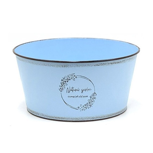 ブリキエンボス 寄せ鉢 L ブルー HL付 HC-13129 1個（ご注文単位5個）【直送品】