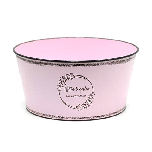 ブリキエンボス 寄せ鉢 L ピンク HL付 HC-13131 1個（ご注文単位5個）【直送品】