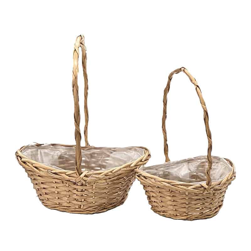 ナチュラルバスケット 変形手付き S／2 HC-13172 1個（ご注文単位1個）【直送品】