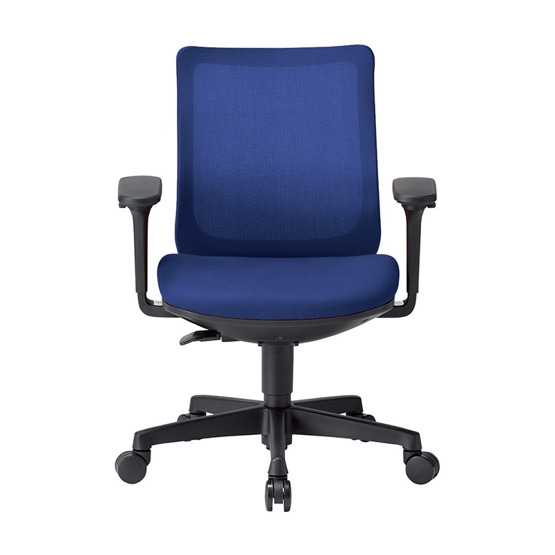 AICO オフィスチェア　ローバック　可動肘タイプ ブラックシェル／ダークブルー OA-3215B-ABJ 1台（ご注文単位1台）【直送品】