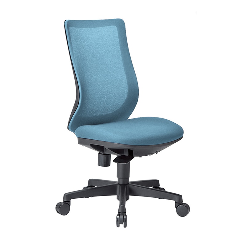 AICO オフィスチェア　ミドルバック　肘なしタイプ ブラックシェル／セルリアンブルー OA-3225B 1台（ご注文単位1台）【直送品】