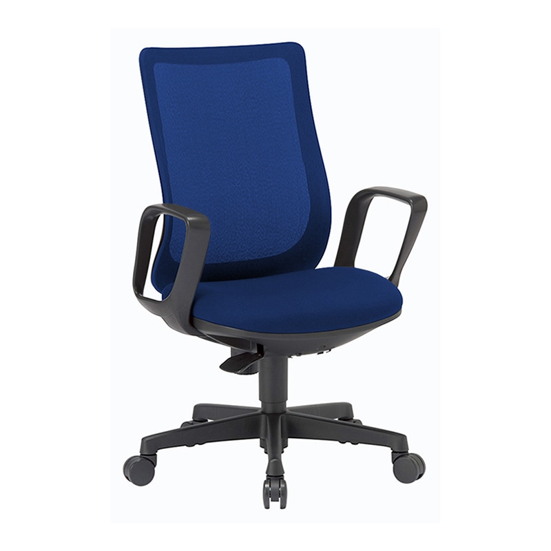 AICO オフィスチェア　ミドルバック　サークル肘タイプ ブラックシェル／ダークブルー OA-3235B-FBJ 1台（ご注文単位1台）【直送品】