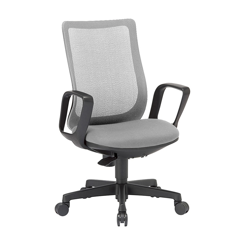 AICO オフィスチェア　ミドルバック　サークル肘タイプ ブラックシェル／アースグレー OA-3235B-FBJ 1台（ご注文単位1台）【直送品】