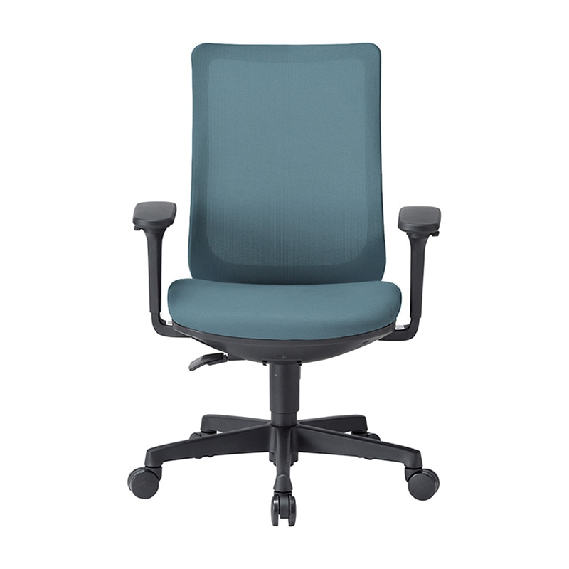 AICO オフィスチェア　ミドルバック　可動肘タイプ ブラックシェル／セルリアンブルー OA-3235B-ABJ 1台（ご注文単位1台）【直送品】