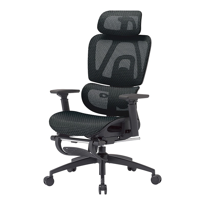 AICO メッシュチェア　フットレスト付 ブラック RS-2301F 1台（ご注文単位1台）【直送品】