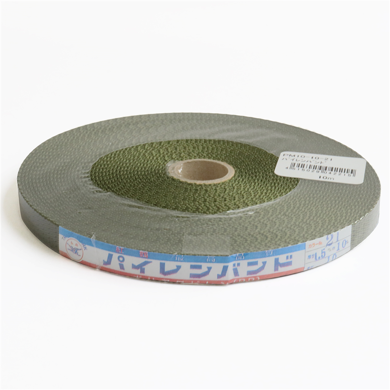 日本紐釦貿易 パイレンバンド ポリプロピレン製 巾10mmx10m巻 カーキ PM10-10-21 （ご注文単位1巻）【直送品】