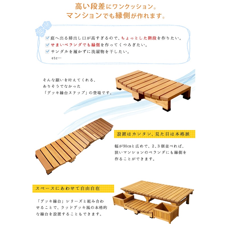 住まいスタイル デッキ縁台ステップ 90 ライトブラウン DES-90LB 1台（ご注文単位1台）【直送品】