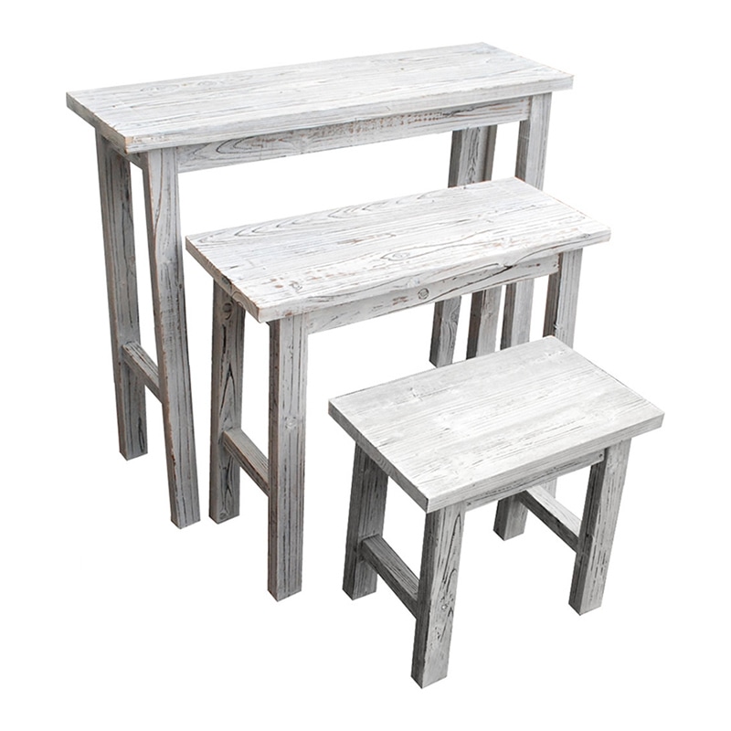 住まいスタイル ホワイトスツール風花台 3点セット YT-406080WW 1セット（ご注文単位1セット）【直送品】