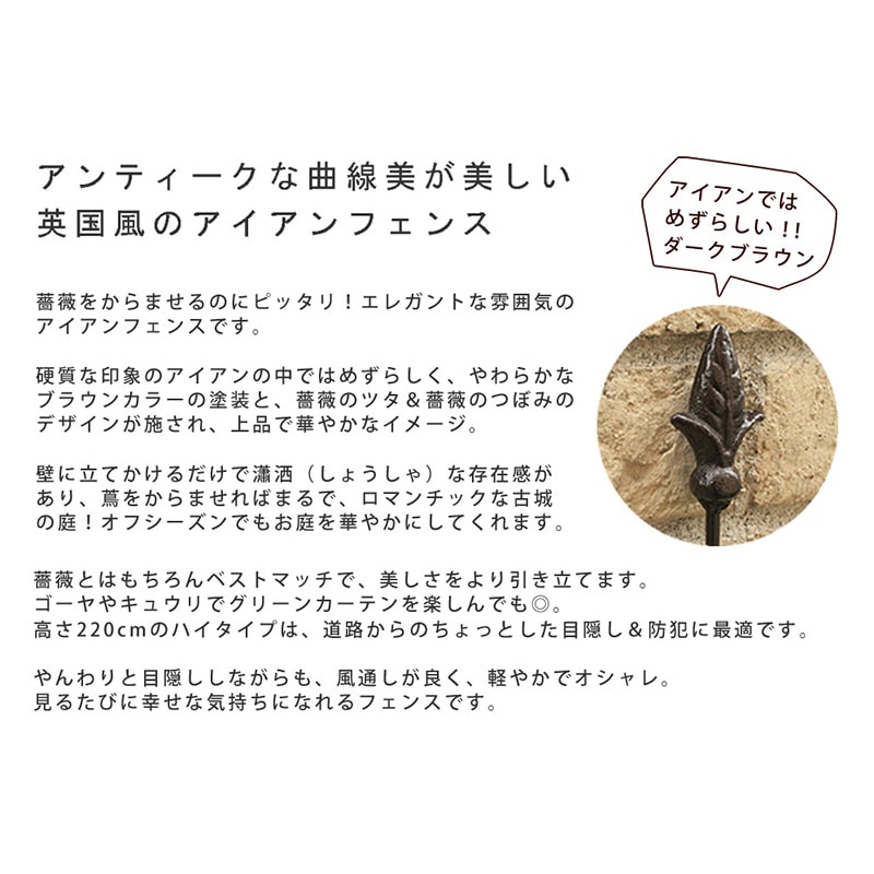 住まいスタイル アイアンローズフェンス 高さ220cm 2枚組 IFROSE-220-2P 1セット(ご注文単位1セット)【直送品】