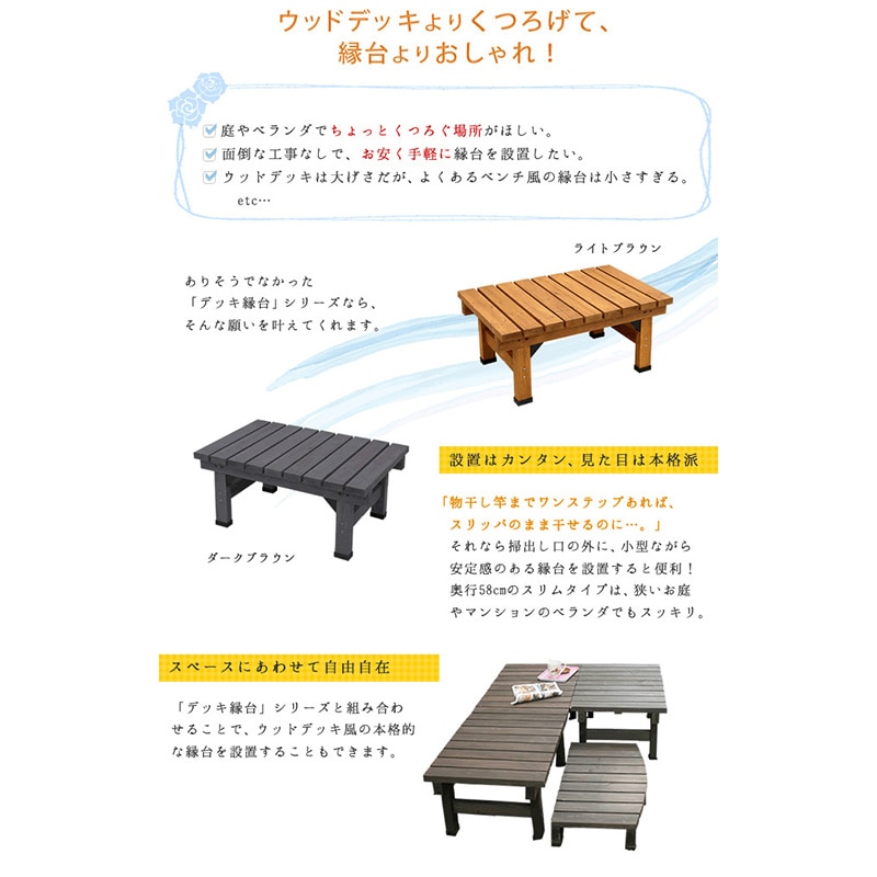 住まいスタイル デッキ縁台 58×90 ダークブラウン SST-DEC-5890DBR 1台(ご注文単位1台)【直送品】