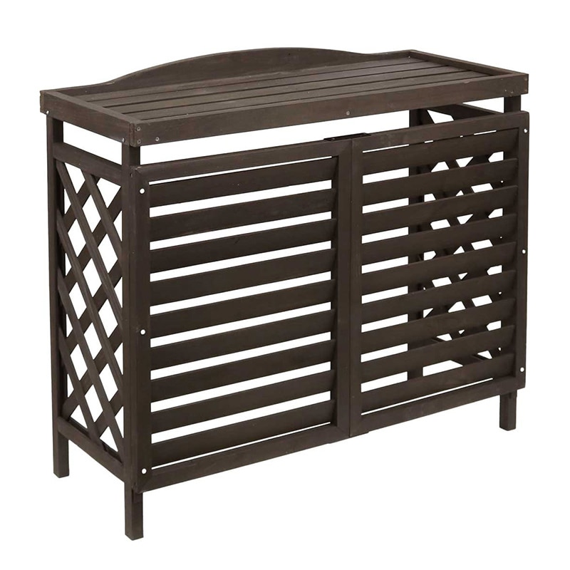 住まいスタイル 逆ルーバー室外機カバー ギンガム ダークブラウン YB-04-N001DBR 1台（ご注文単位1台）【直送品】