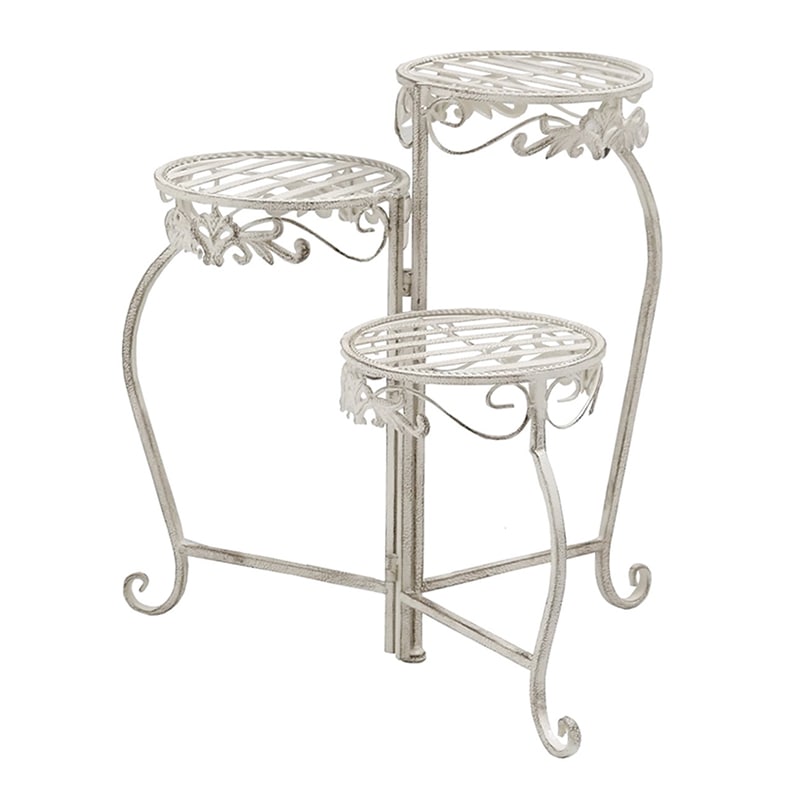 住まいスタイル ブランティーク ホワイトアイアンフラワースタンド 丸型 SPL-6634WHT 1個（ご注文単位1個）【直送品】