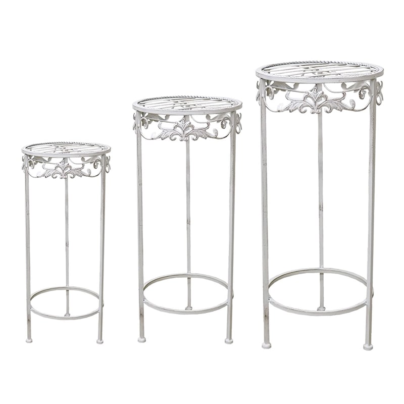 住まいスタイル ブランティーク ホワイトアイアンフラワースタンド 3点セット SPL-6623WHT 1セット（ご注文単位1セット）【直送品】