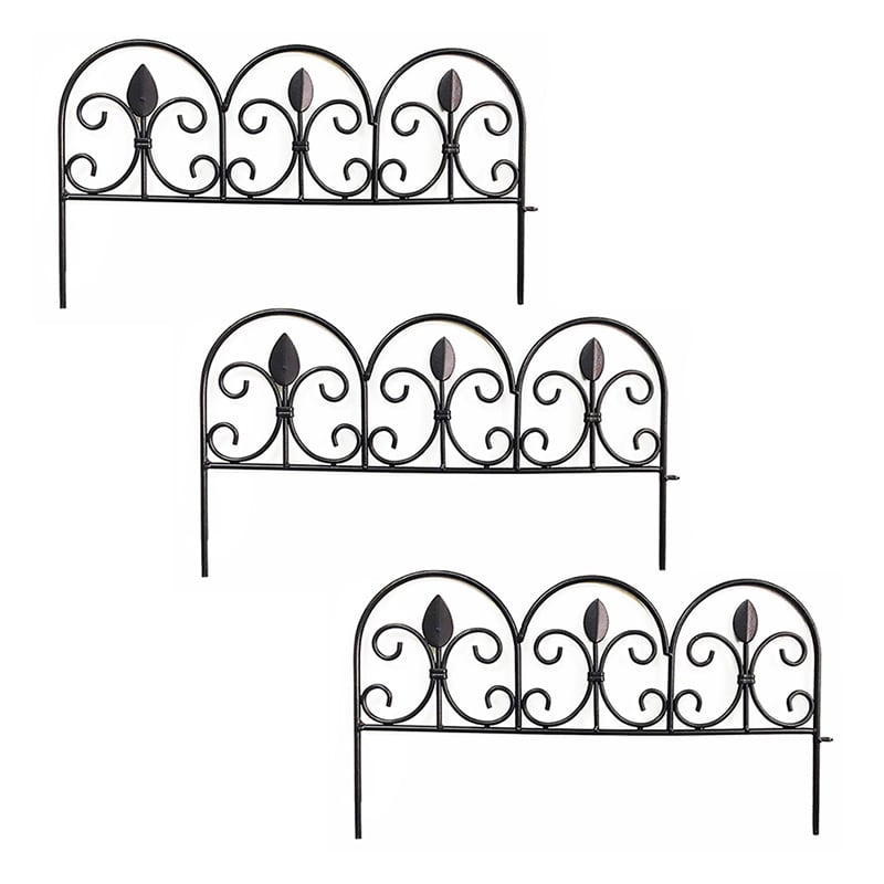 住まいスタイル アイアンミニフェンス リーフ 3枚組 ブラック IPN-7238TG-3P 1セット（ご注文単位1セット）【直送品】