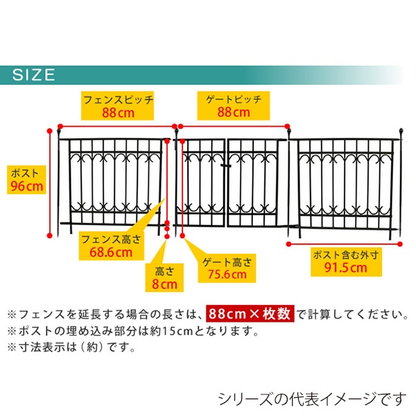 住まいスタイル パークアベニュー フェンス 連結セット ホワイト IPN-7021E-SET-WHT 1セット(ご注文単位1セット)【直送品】