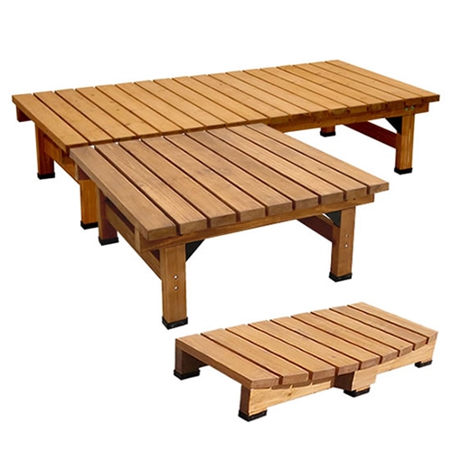 住まいスタイル デッキ縁台 180×90 3点セット ライトブラウン DE-18090-3PSET-LBR 1セット（ご注文単位1セット）【直送品】