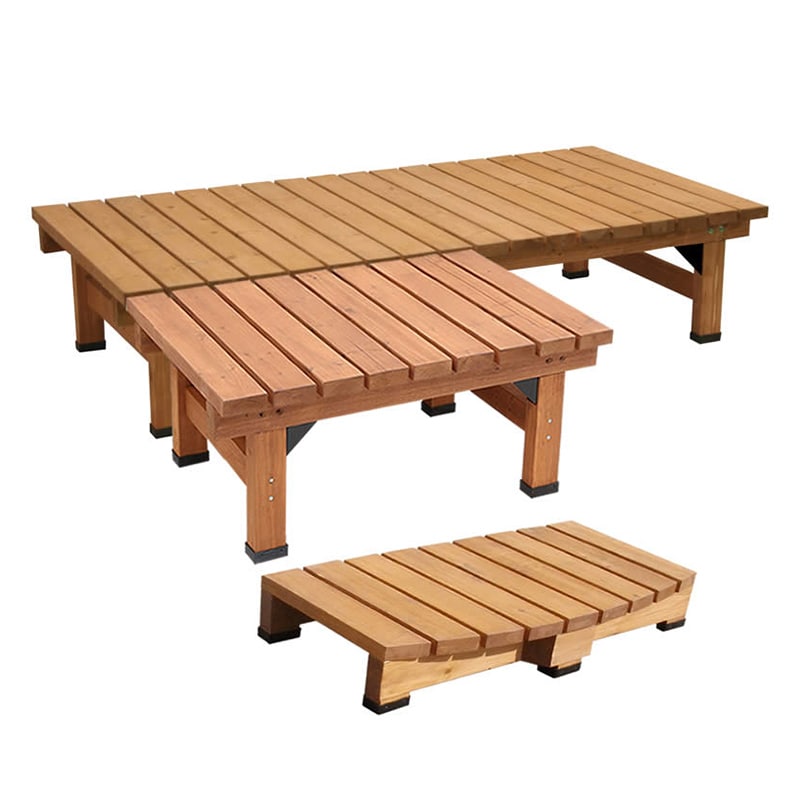 住まいスタイル デッキ縁台 180×58 3点セット ライトブラウン DE-18058-3PSET-LBR 1セット（ご注文単位1セット）【直送品】