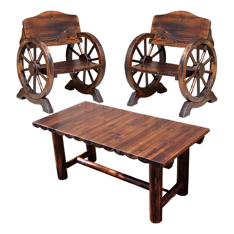 住まいスタイル 車輪ベンチ&テーブル 3点セット ベンチ小 ダークブラウン WBT650-3PSET-DBR 1セット（ご注文単位1セット）【直送品】