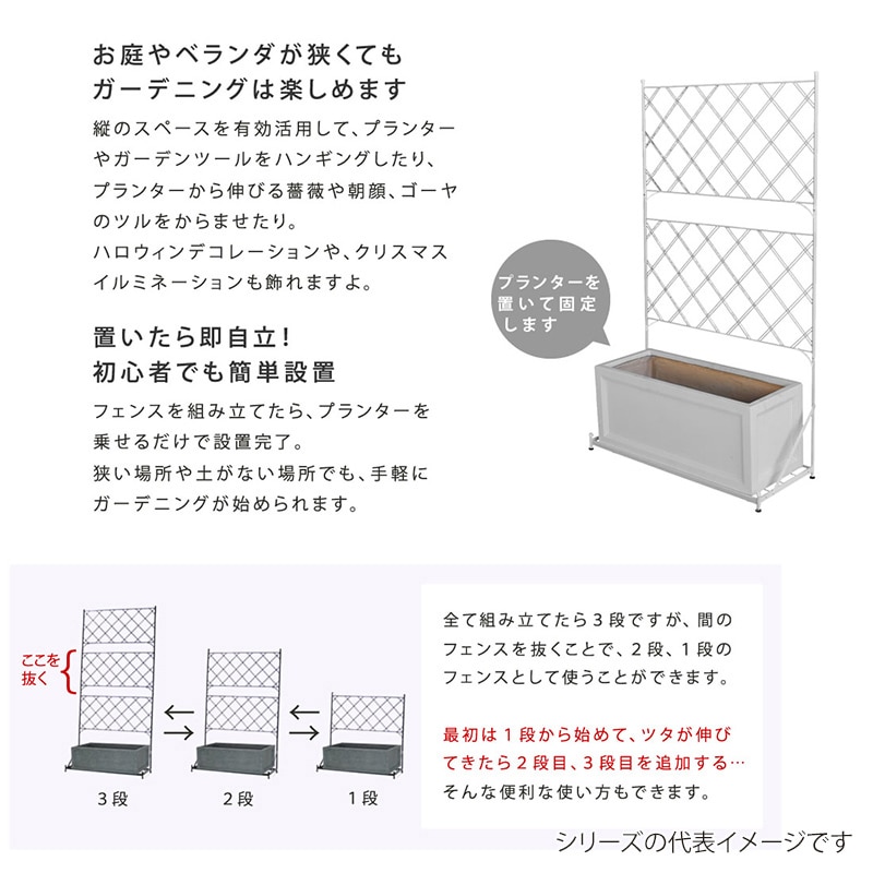 住まいスタイル プランター台付フェンス アーガイル ロータイプ ブラック IF-FP006BLK 1台(ご注文単位1台)【直送品】