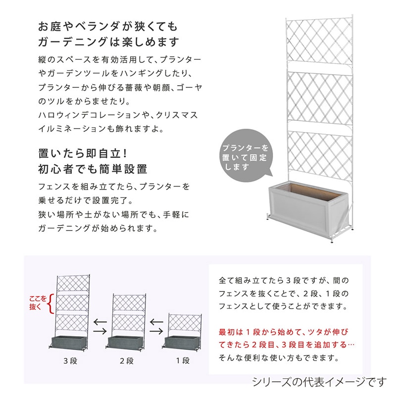 住まいスタイル プランター台付フェンス アーガイル ハイタイプ ブラック IF-FP007BLK 1台(ご注文単位1台)【直送品】