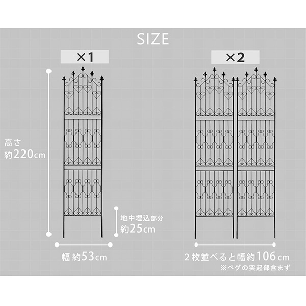 住まいスタイル アイアンフェンス 220 ハイタイプ 2枚組 ホワイト DF010H-2P-WHT 1セット（ご注文単位1セット）【直送品】