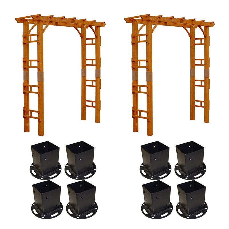 住まいスタイル 天然木製アーチ フレックス パーゴラ 2台組 幅190cm 平地金具付 FLPG-R1900HB-2PSET 1セット（ご注文単位1セット）【直送品】