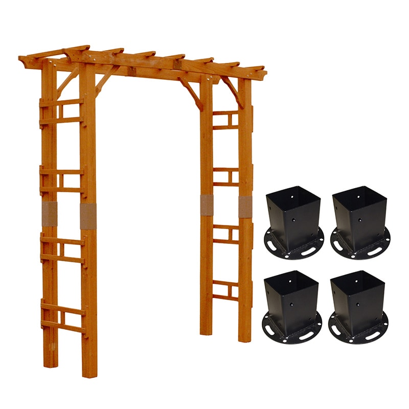 住まいスタイル 天然木製アーチ フレックス パーゴラ 1台 幅190cm 平地金具付 FLPG-R1900HB-SET 1セット（ご注文単位1セット）【直送品】