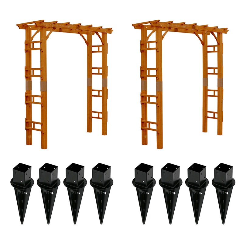 住まいスタイル 天然木製アーチ フレックス パーゴラ 2台組 幅190cm 埋込金具付 FLPG-R1900UB-2PSET 1セット（ご注文単位1セット）【直送品】