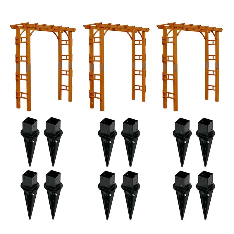 住まいスタイル 天然木製アーチ フレックス パーゴラ 3台組 幅190cm 埋込金具付 FLPG-R1900UB-3PSET 1セット（ご注文単位1セット）【直送品】