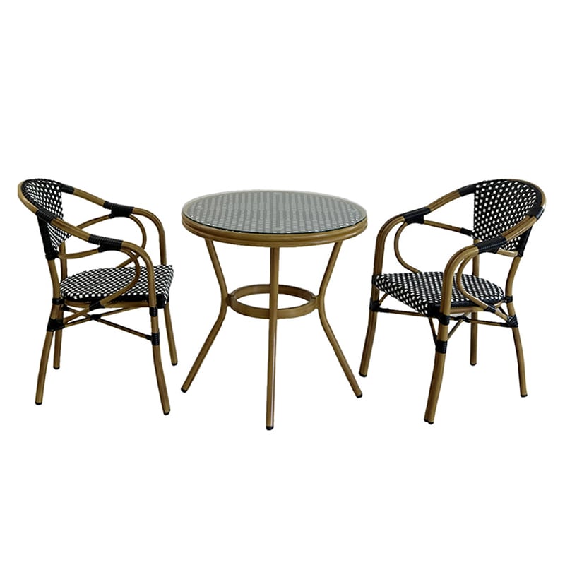 住まいスタイル プレジール ラウンドテーブル 3点セット ブラック PLS-R70-3PSET-BLK 1セット（ご注文単位1セット）【直送品】